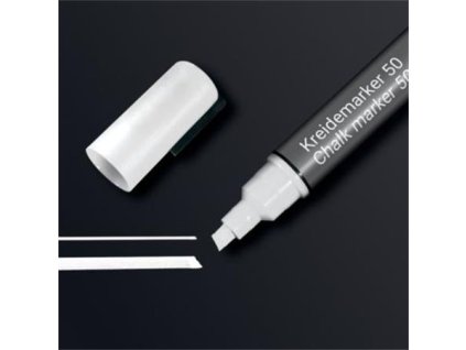 Kriedový popisovač, tekutý, zrezaný hrot, 1-5 mm SIGEL, biela