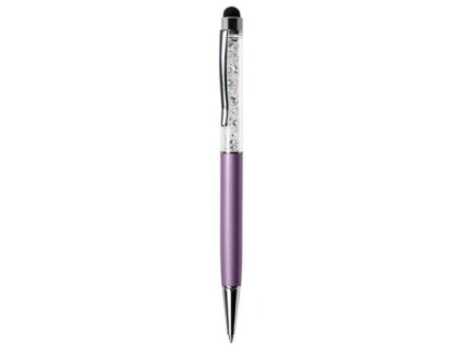 Guľôčkové pero, orgovánová, vrch plnený bielymi SWAROVSKI® krištáľmi, dotykové, 14 cm, ART CRYSTELLA®