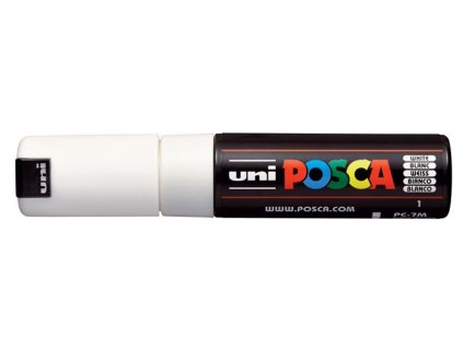 Dekoračný popisovač, 4,5-5,5 mm, UNI "Posca PC-7M", biela
