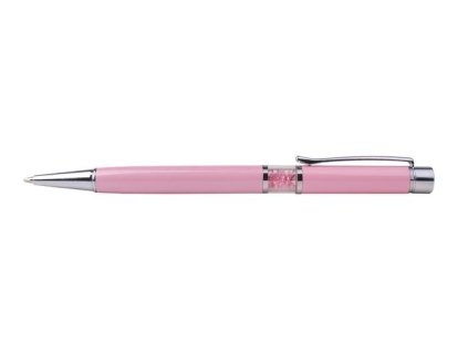 Guľôčkové pero, Crystals from SWAROVSKI®, ružové, v strede plnené 14 cm ružovými kriľtáľmi