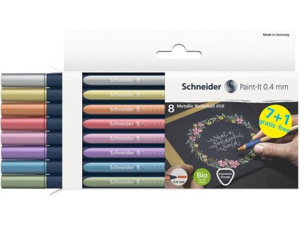 Roller, metalický, sada,  0,4 mm, SCHNEIDER "Paint-It 050", 8 rôznych farieb