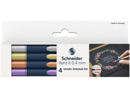 Roller, metalický, sada, 0,4 mm, SCHNEIDER "Paint-It 050", 4 rôzne farby