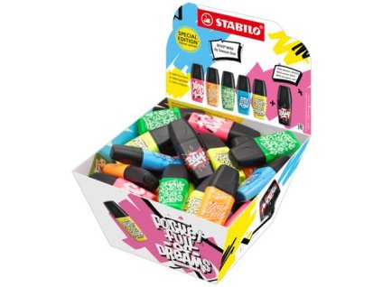 Zvýrazňovač, displej, 2-5 mm STABILO "Boss Mini Snooze One", 50-kusový