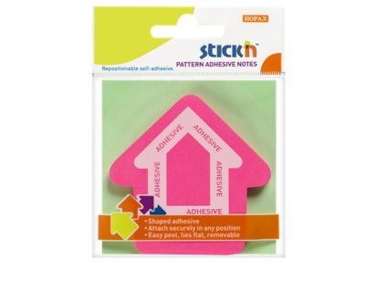 Samolepiaci poznámkový blok, šípka, 70x70 mm, 50 listov, STICK N, magenta