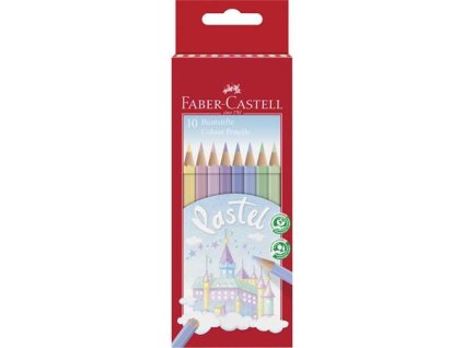 Farebné ceruzky, sada, šesťhranné, FABER-CASTELL, 10 rôznych pastelových farieb