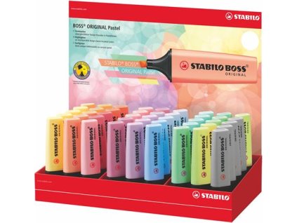 Zvýrazňovač, displej, 2-5 mm, STABILO "BOSS Pastel", mix pastelových farieb