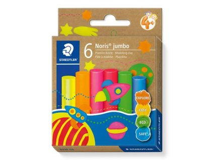 Modelovacia plastelína, sada, STAEDTLER "Noris® jumbo 842", 6 rôznych neónových farieb