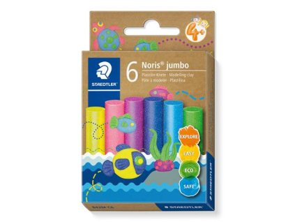 Modelovacia plastelína, sada, STAEDTLER "Noris® jumbo 842", 6 rôznych trblietavých farieb