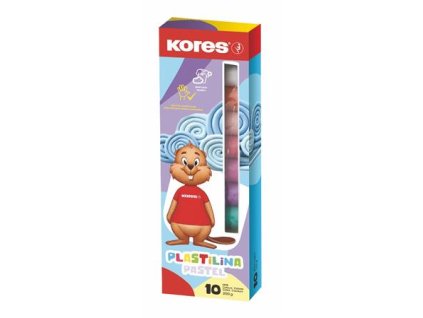 Plastelína, 200 g, 10 pastelových farieb, KORES "Plastilina"