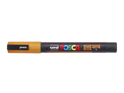 Dekoračný popisovač, 0,9-1,3 mm, UNI"Posca PC-3ML", lesklá oranžová