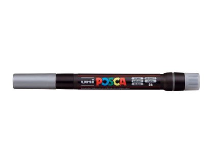 Popisovač v tvare štetca, UNI "Posca PCF-350", strieborná