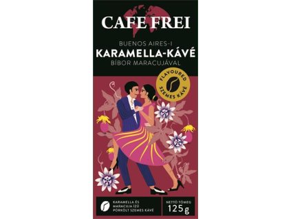 Káva, pražená, zrnková, 125 g, CAFE FREI "Buenos Aires karamel" s fialovou marakujou