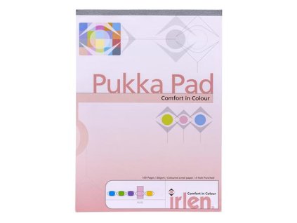 Poznámkový blok, A4, linajkový, 50 listov, PUKKA PAD "Irlen Dyslexia", ružová