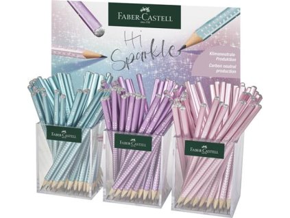 Grafitové ceruzky, displej, B, trojhranné, FABER-CASTELL "Sparkle", metalické farby