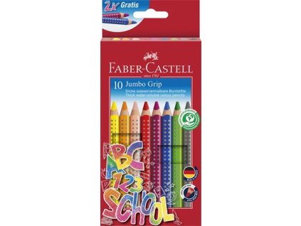 Farebné ceruzky, sada, trojhranné, hrubé, FABER-CASTELL "Grip", 10 rôznych farieb