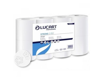 Toaletný papier, 3-vrstvový, malý kotúč, 8 kotúčov, LUCART "Strong 3.150", biela