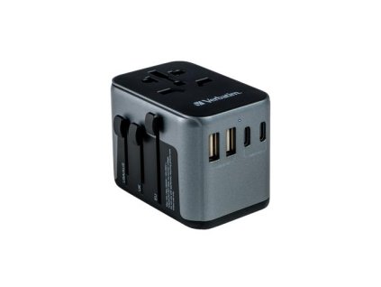 Cestovný adaptér, univerzálny, USB-A(QC 3.0)/USB-C(PD30W)2xUSB, VERBATIM "UTA-03"