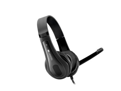 Náhlavné slúchadlá, s mikrofónom, CANYON "HSC-1", čierna