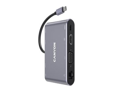 USB rozbočovač-HUB, USB-C/USB 3.0/HDMI/VGA/Ethernet/audio, CANYON "DS-14"