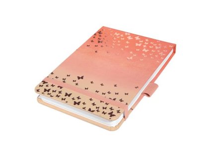 Zápisník, exkluzívny, 110x79 mm, bodkovaný, 79 listov, tvrdá obálka, SIGEL "Jolie" Butterfly Confetti Peach