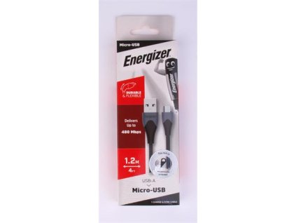 USB kábel, USB-A - micro USB, 1,2m, ENERGIZER, čierna