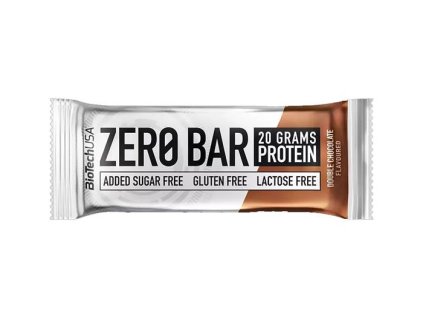 Proteínová tyčinka, bezlepková, 50g, BIOTECH USA "Zero Bar", dvojitá čokoláda