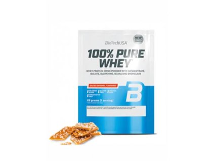 Srvátkový proteínový prášok, 28g, BIOTECH USA "100% Pure Whey", slaný karamel