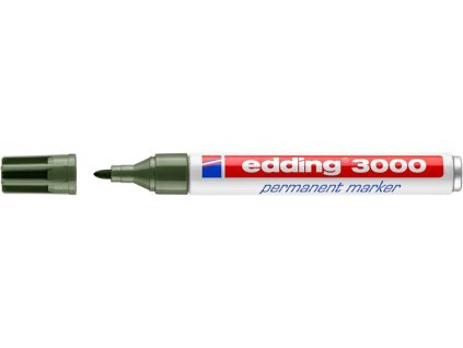 Permanentný popisovač, 1,5-3 mm, kužeľovitý hrot, EDDING "3000", olivovo-zelená
