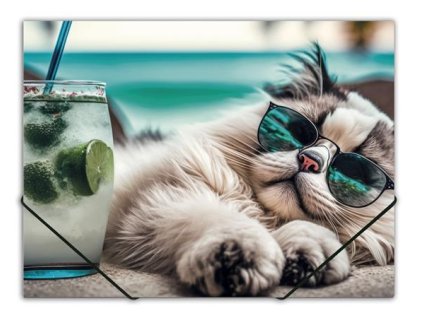 Doska s gumičkou, 15 mm, PP, A4, PANTA PLAST "Chillout cat"