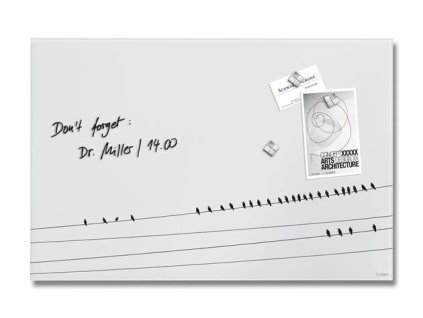 Magnetická sklenená tabuľa, 60x40x1,5 cm, SIGEL "Artverum® ", vzor Little birds, matná