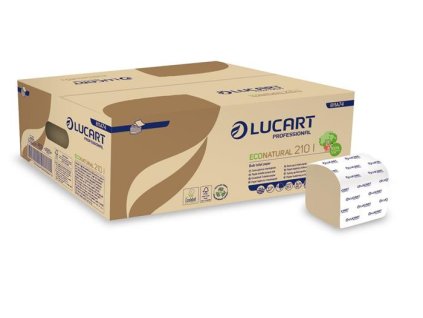 Toaletný papier, skladaný, 2 vrstvy, 210 listov/bal., LUCART "EcoNatural", havana hnedá
