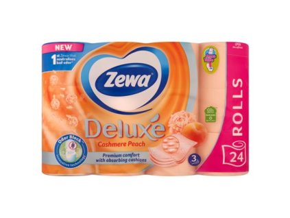 Toaletný papier, 3-vrstvový, 24 roliek, ZEWA "Deluxe", broskyňa