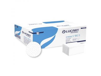 Papierové utierky, V-ohyb, 2-vrstvové, 180 listov, LUCART, "Strong V180S", snehobiela