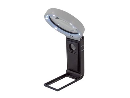 Lupa, 90 mm, so sklopným stojanom, LED svetlo, WEDO, čierna/biela