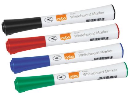 Popisovač na tabule, kužeľový hrot, 1 mm, NOBO "Glide", 4 rôzne farby