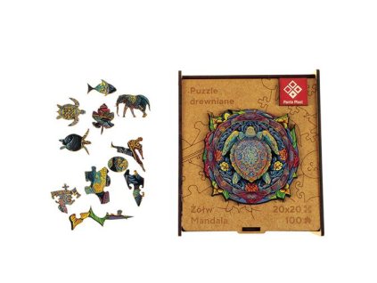 Puzzle, drevené, A4, 100 ks, PANTA PLAST "Mandala Turtle"