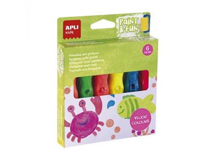 Tempera, sada, v tube so štetcom, APLI Kids "Paint&Fun", 6 rôznych neónových farieb