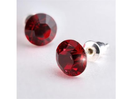 Náušnice, siam tmavočervené s krištáľom SWAROVSKI®, 8 mm, ART CRYSTELLA®