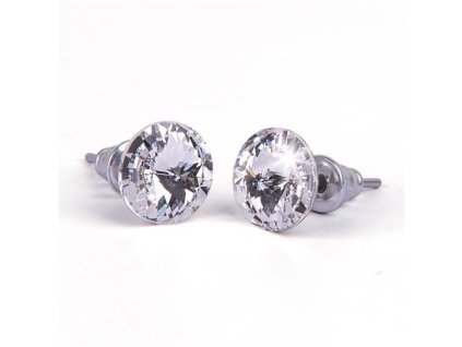 Náušnice, s bielym SWAROVSKI® krištáľom, špicaté, 8 mm, ART CRYSTELLA®
