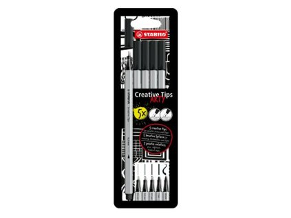 Liner, sada, STABILO "Creative Tips ARTY", čierna, 5 rôznych hrúbok