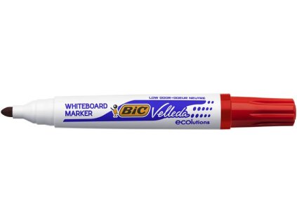 Popisovač na flipchart a tabuľu, 1,4 mm, kužeľový hrot, BIC" Velleda ecolutions", červená