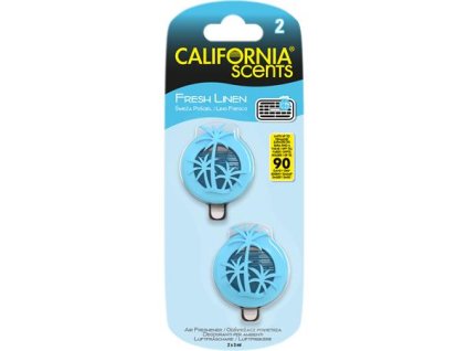 Vôňa do auta, mini difúzor, 2*3 ml, CALIFORNIA SCENTS "Fresh Linen"