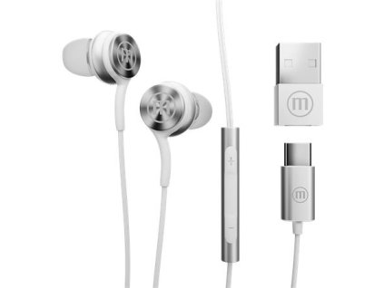 Slúchadlá, s mikrofónom, USB-C, MAXELL "XC1", biela