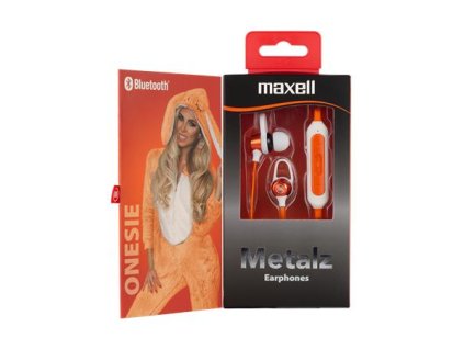 Slúchadlá, bezdrôtové, Bluetooth 5.1, s mikrofónom, MAXELL "Metalz Onesie", oranžová