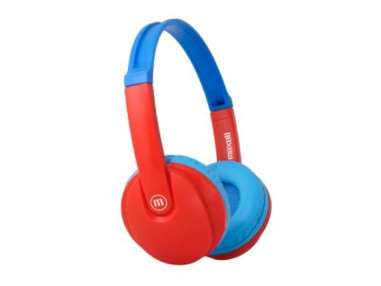 Náhlavné slúchadlá, detský rozmer, bezdrôtové, Bluetooth, s mikrofónom, MAXELL "HP-BT350", modrá-červená