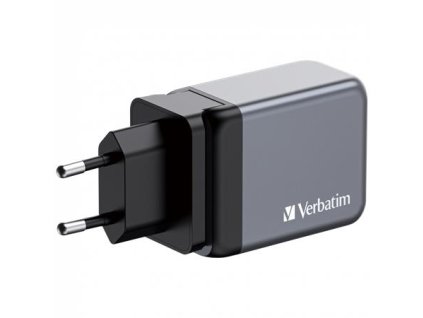 Sieťová nabíjačka, 2xUSB-C PD (65W), USB-A QC 3.0, EU/UK/US, GaN, VERBATIM