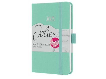 Diár, A6 , týždenný, 2025, tvrdá obálka, SIGEL "Jolie", mätový