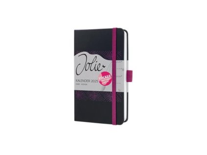 Diár, A6, týždenný, 2025, tvrdá obálka, SIGEL "Jolie", čierny-pink