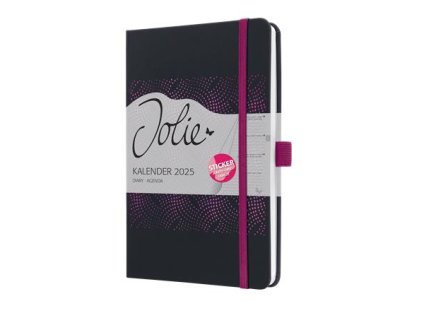 Diár, A5, týždenný, 2025, tvrdá obálka, SIGEL "Jolie", čierny-pink