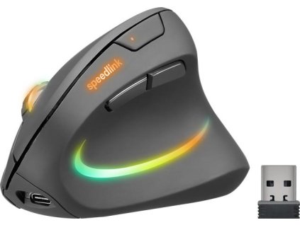 Myš, bezdrôtová, optická, vertikálna, USB, SPEEDLINK "Piavo Pro", čierna